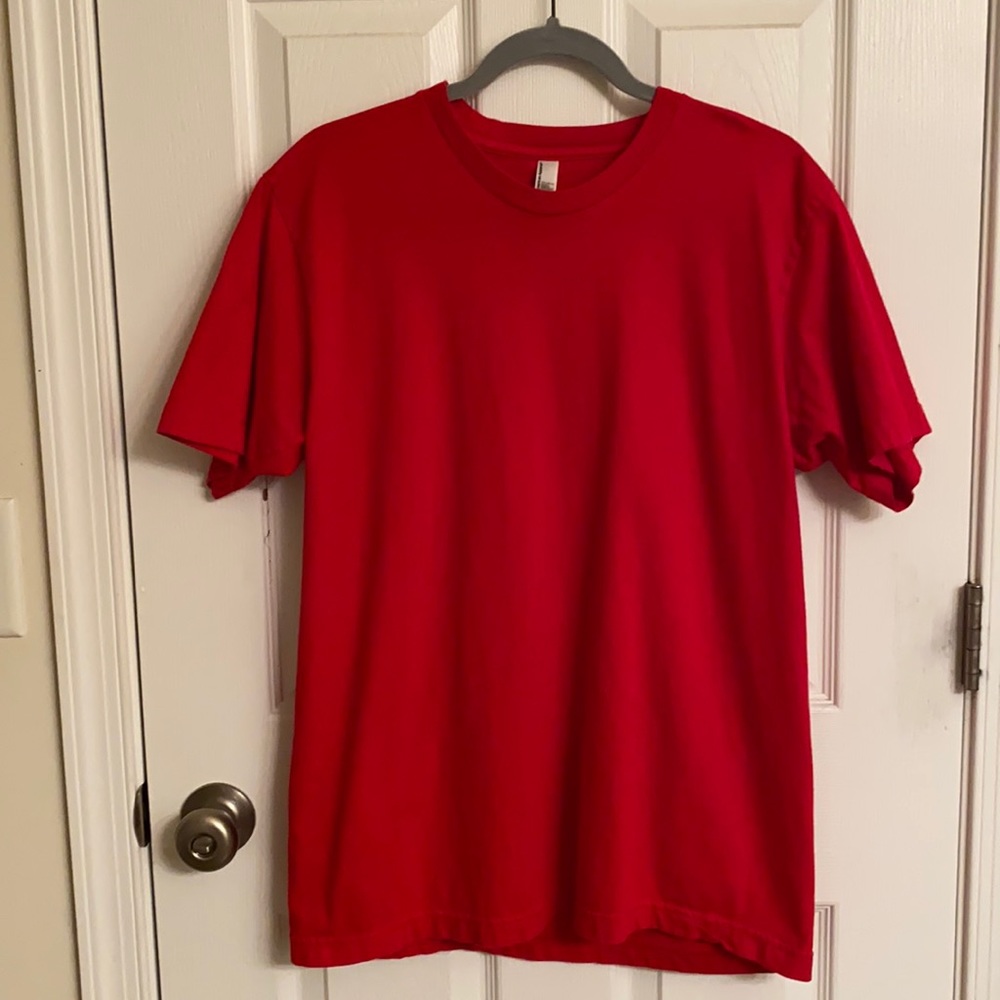 American Apparel Red Cotton Short Sleeve Classic Crew Neck T-shirt Large
